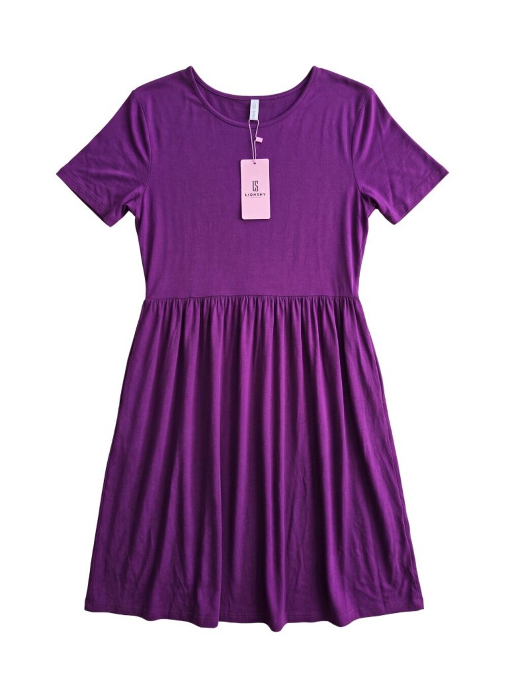NWT | Lionshy Royal Purple Short Sleeve Empire Waist Midi Dress Large